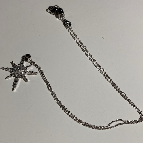 RADIANCE BY ABSOLUTE STERLING SILVER SIMULATED DIAMOND STAR PENDANT WITH CHAIN - Picture 7 of 10